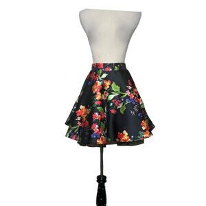 City Studio black red floral A line mini skirt size juniors 5